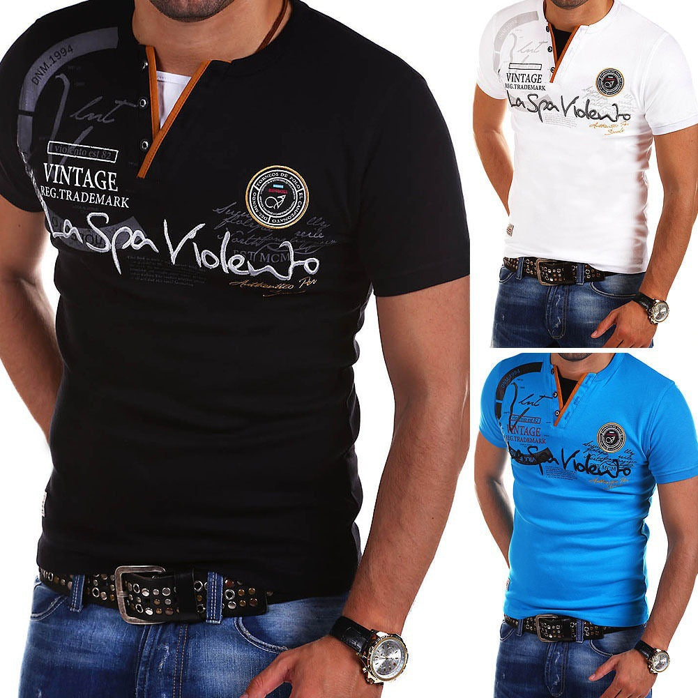 Men's Slim V-neck Short-sleeved T-shirt