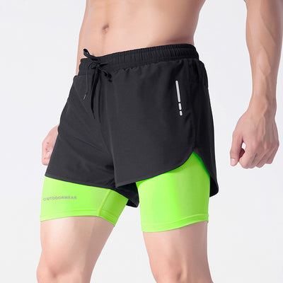 Drawstring Sports Shorts Double Layer Quick Dry High Elasticity Activewear Pants