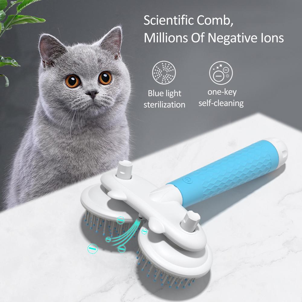 Pet Brush Double-headed Negative Ion One-button Self Cleaning Dog Cat Hair Removal