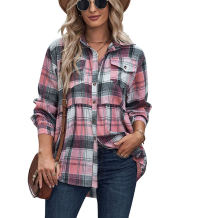 Long Sleeve Pocket Casual Plaid Shirt