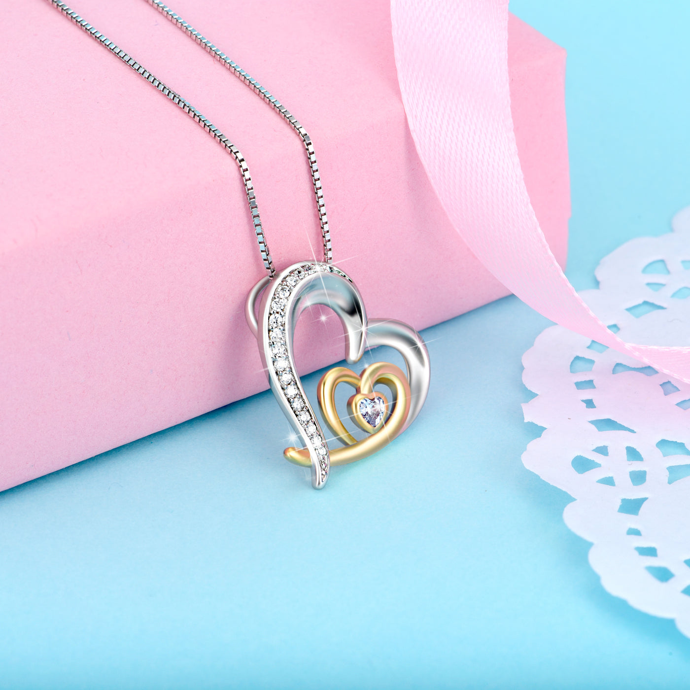 Love Heart Moving Micro-inlaid Zircon Clavicle Chain