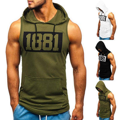 Men's sleeveless letter printed hand pocket