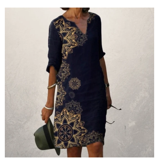 Fashion V-Neck Sexy Vintage Print Dress