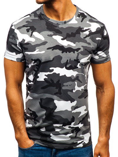 Digital Printing Camouflage Round Neck Casual Short Sleeve