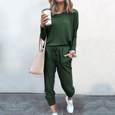 Loose Solid Color Long Sleeve Casual Set