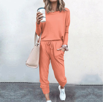 Loose Solid Color Long Sleeve Casual Set