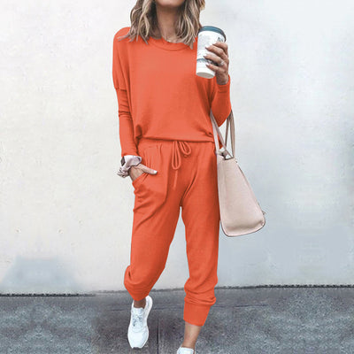 Loose Solid Color Long Sleeve Casual Set