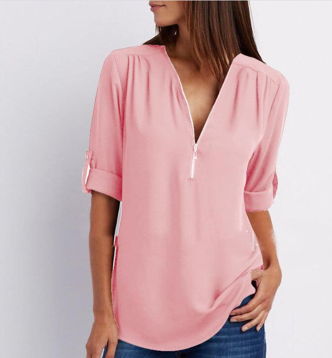 Long Sleeve Loose V-neck Shirt