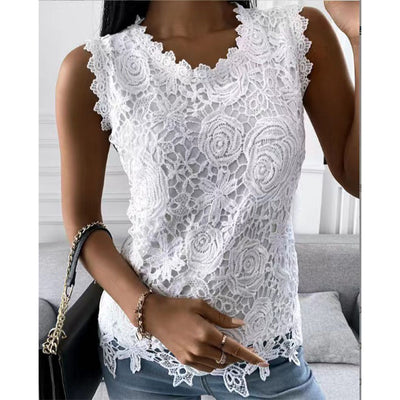 Flowers Lace Vest Tops S-5XL