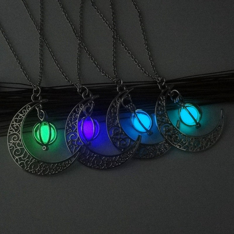 Creative Luminous Moon Pumpkin Creative Pendant Necklace