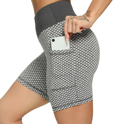 High Waist Shorts Pockets Leggings Push Up Gym Jogging Running Shorts