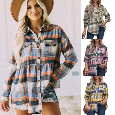 Long Sleeve Pocket Casual Plaid Shirt