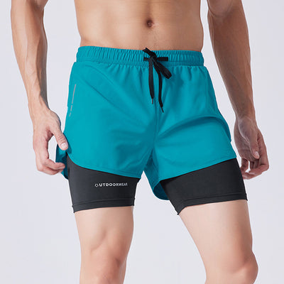 Drawstring Sports Shorts Double Layer Quick Dry High Elasticity Activewear Pants