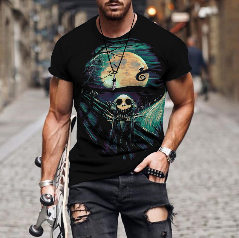 Skull 3D Digital Printing Street Trend T-Shirt