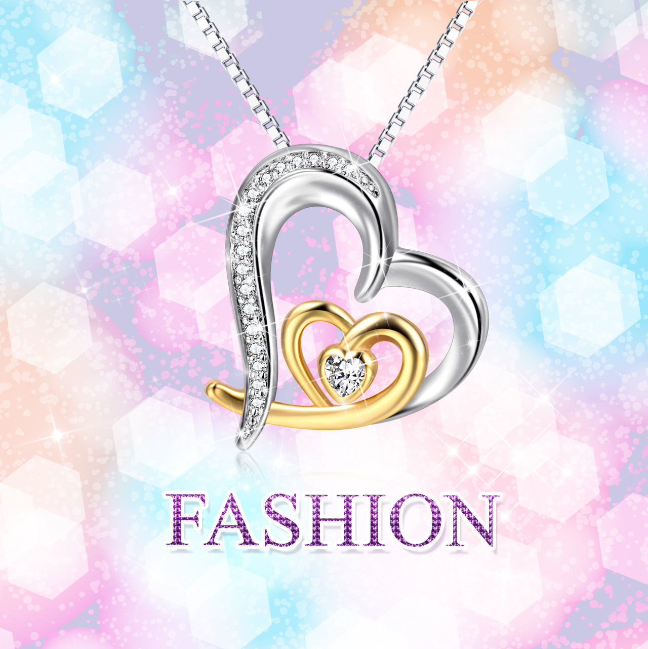 Love Heart Moving Micro-inlaid Zircon Clavicle Chain