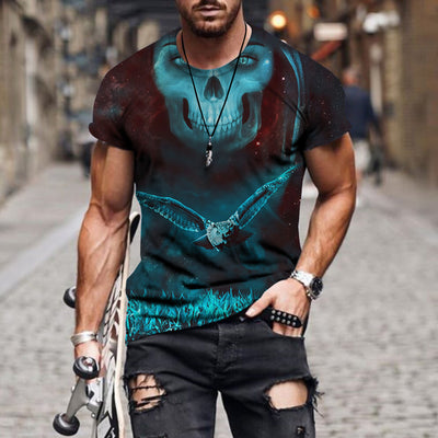 Skull 3D Digital Printing Street Trend T-Shirt