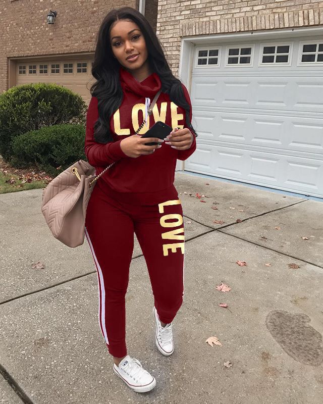 Women Suit Fashion Sweatshirt Pants Female Sports Suit