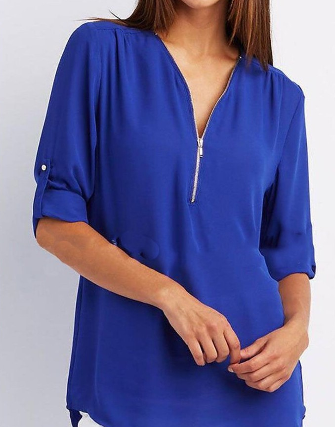 Long Sleeve Loose V-neck Shirt