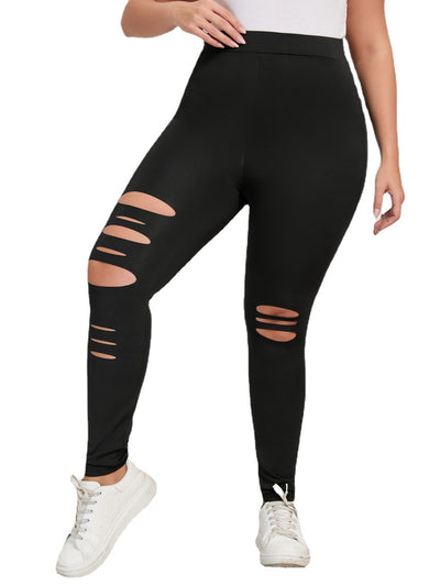 Plus Size Large Hole Bottomed Leggings