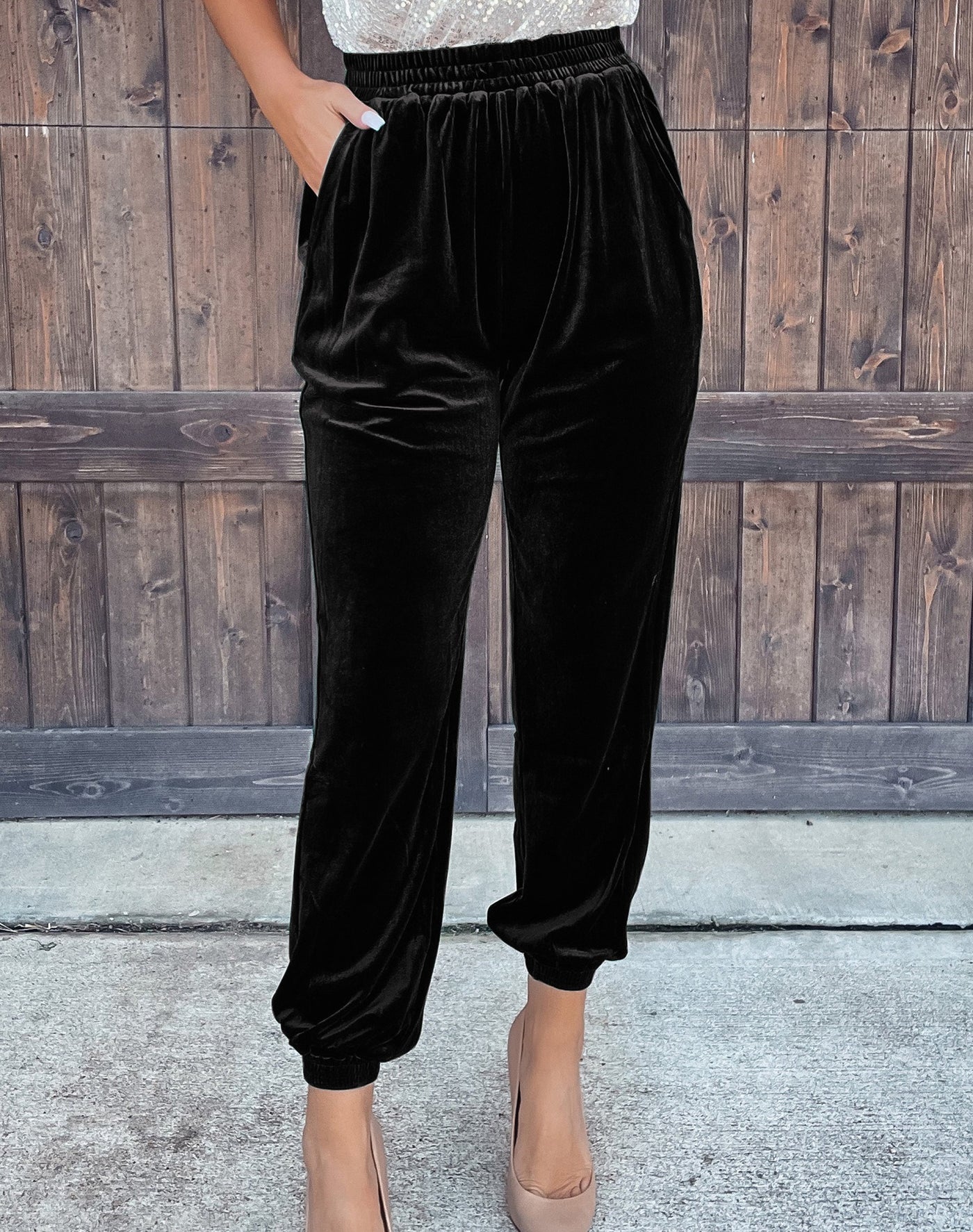 Trousers Solid Straight Trousers Elastic Elastic Waist Casual Leggings