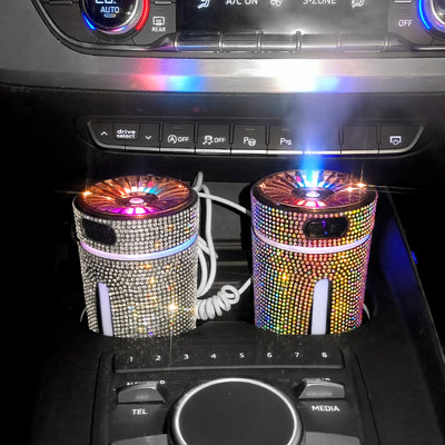 Luxury Diamond Car Humidifier LED Light Air Purifier Aromatherapy Diffuser Air Freshener