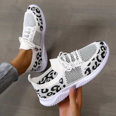 Women Leopard Print Lace-up Sneakers Sports