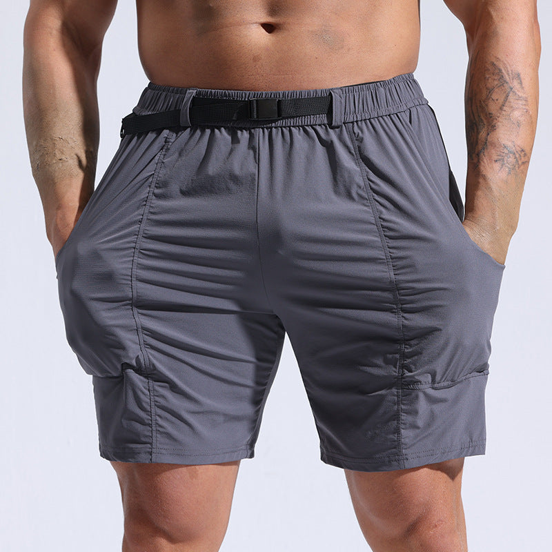 Athletic Shorts With Pockets And Elastic Waistband Cargo Shorts