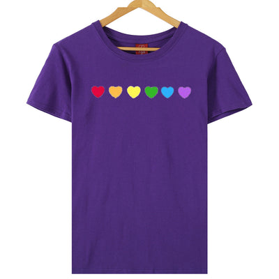 Heart-shaped Rainbow Print Top Short-sleeved T-shirt