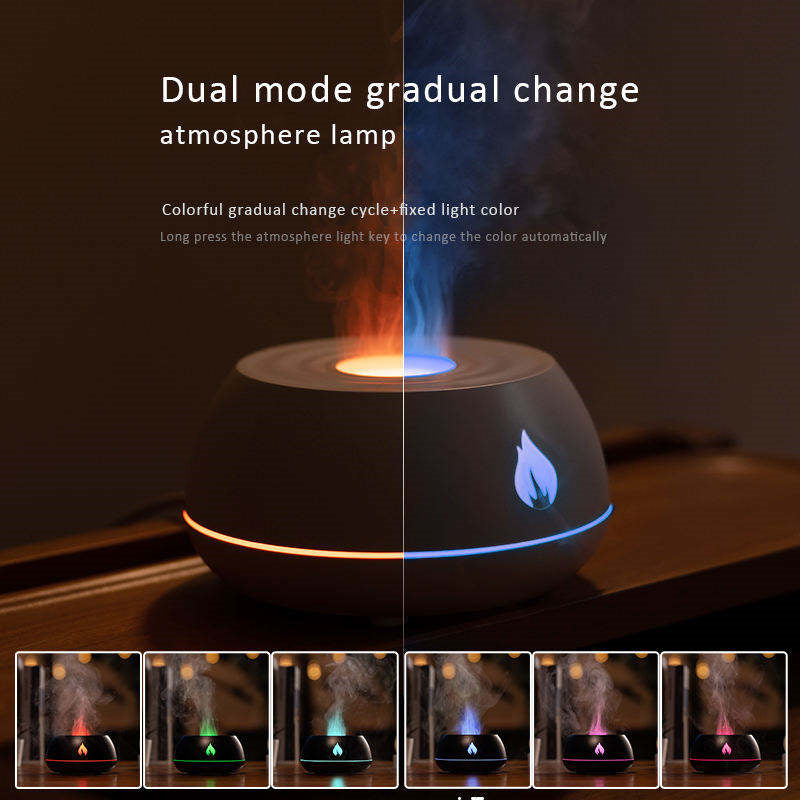 Flame Aromatherapy Diffuser 7 Colors Flame Light Home Air Humidifier 130ML USB Room Fragrance Essential Oil Diffuser