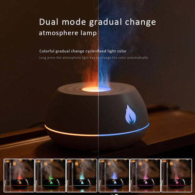 Flame Aromatherapy Diffuser 7 Colors Flame Light Home Air Humidifier 130ML USB Room Fragrance Essential Oil Diffuser