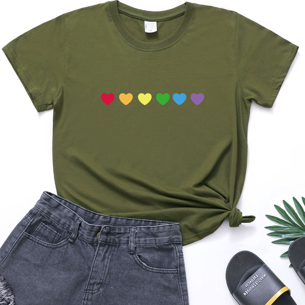 Heart-shaped Rainbow Print Top Short-sleeved T-shirt