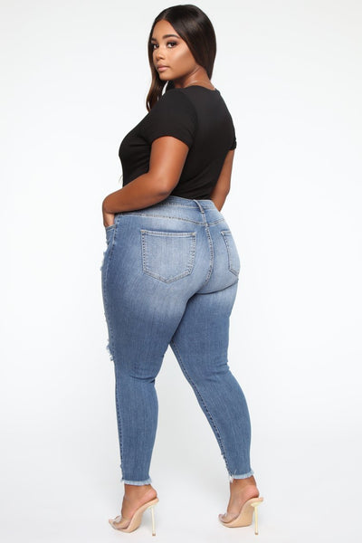 Women Plus Size Stretch Ripped Jeans