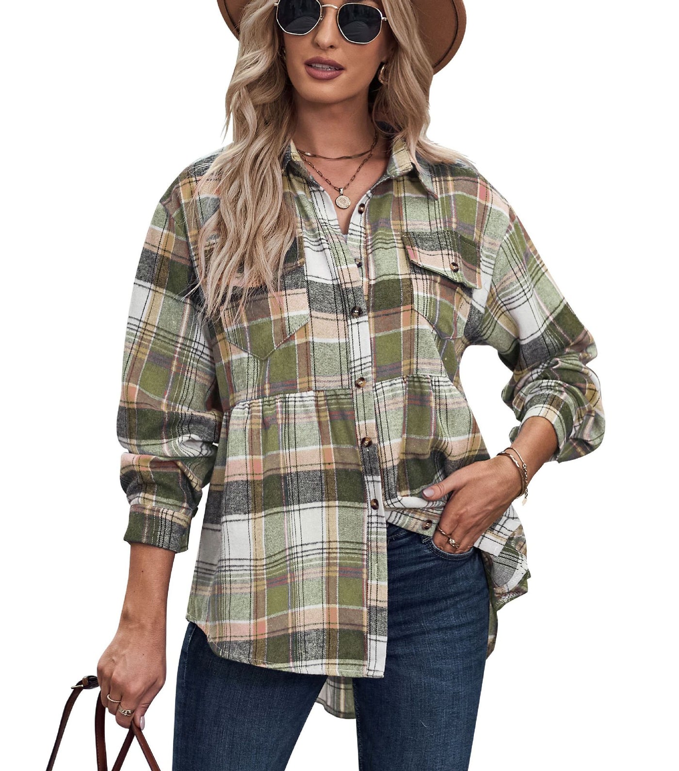 Long Sleeve Pocket Casual Plaid Shirt