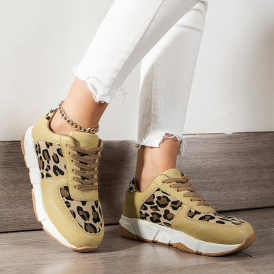 Leopard Sneakers Moteriški balti bėgimo sportiniai bateliai