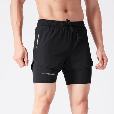 Drawstring Sports Shorts Double Layer Quick Dry High Elasticity Activewear Pants