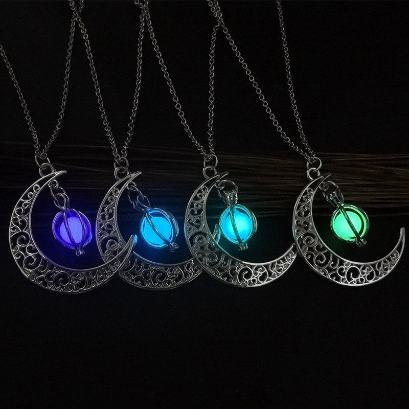 Creative Luminous Moon Pumpkin Creative Pendant Necklace