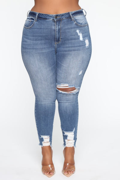 Women Plus Size Stretch Ripped Jeans