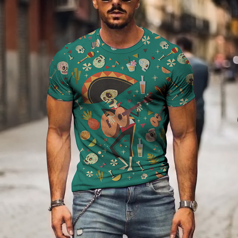 Skull 3D Digital Printing Street Trend T-Shirt