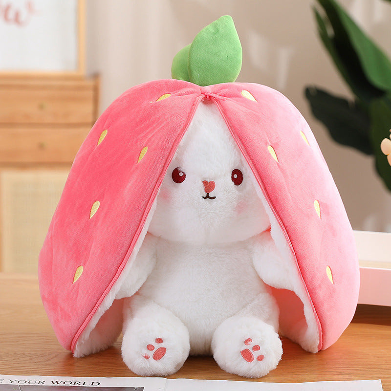 Rabbit Muppet Toys, 2023 New Strawberry/Carrot Bunny Plush, Reversible Carrot Strawberry Plush Cute Bunny Plushie, Easter and Children's Day Gifts