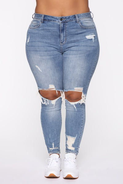 Women Plus Size Stretch Ripped Jeans