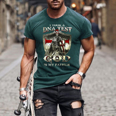 Men's Print Slim Round Neck Short Sleeve