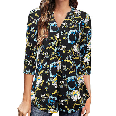 Women Blouse Long Sleeve Flowers