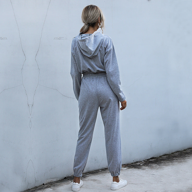 Striped hooded sweatshirt harem pants suit