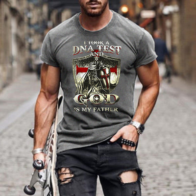 Men's Print Slim Round Neck Short Sleeve