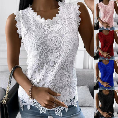 Flowers Lace Vest Tops S-5XL