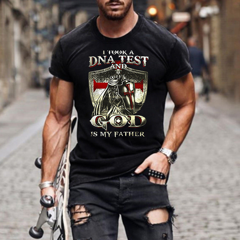 Men's Print Slim Round Neck Short Sleeve