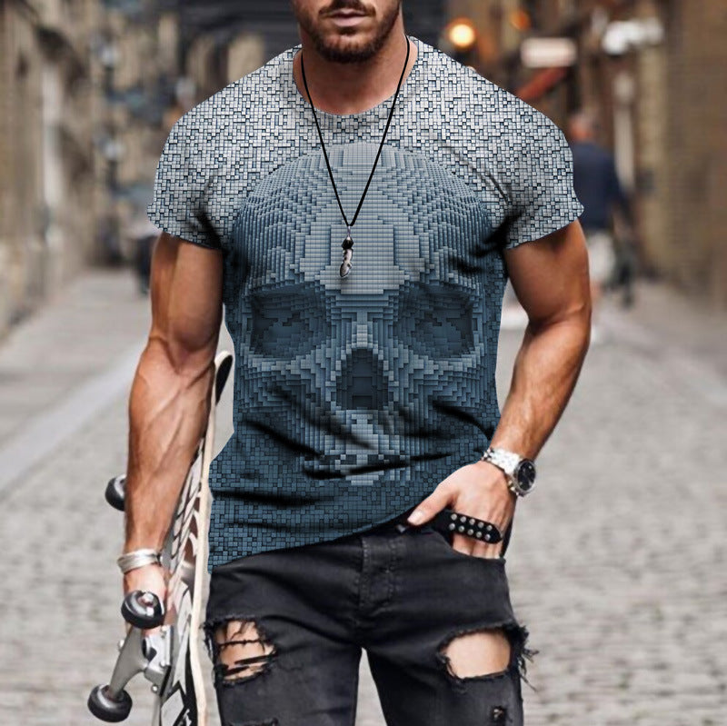 Skull 3D Digital Printing Street Trend T-Shirt