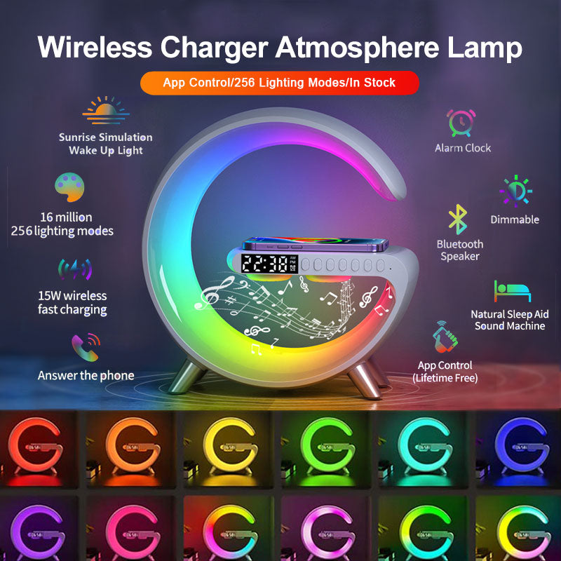 Intelligent Bluetooth Speaker and Wireless Charger Lamp 