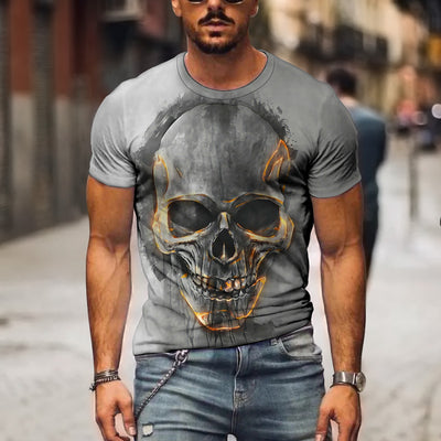 Skull 3D Digital Printing Street Trend T-Shirt