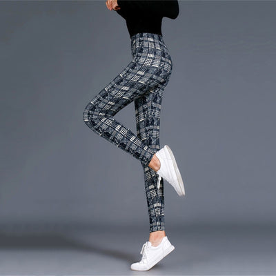 Plaid Leggings Push Up Leggings High Waist Trousers